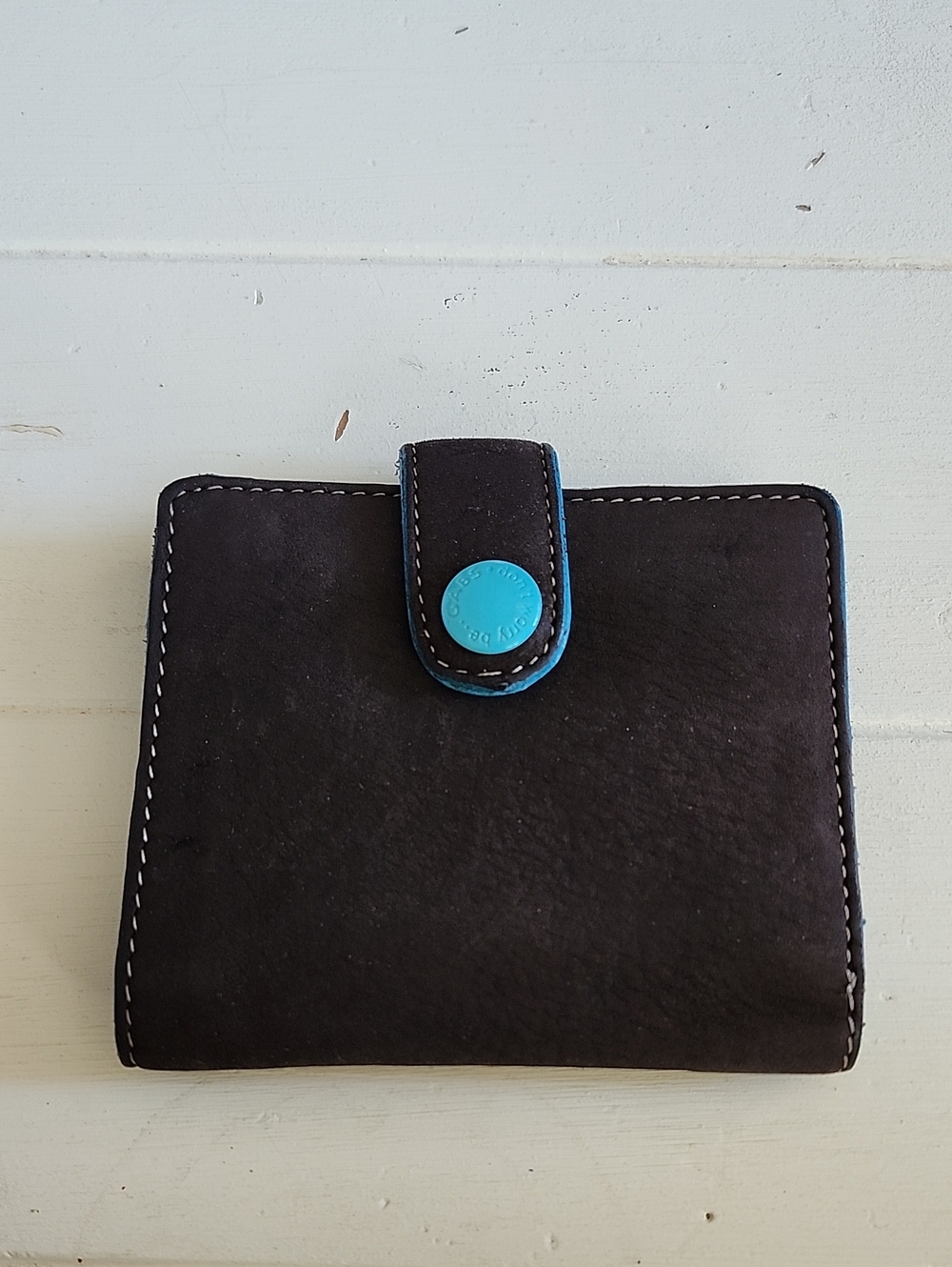 GABS Firenze Ladies Wallet In Brown Matte Leather & Turquoise Leather Interior